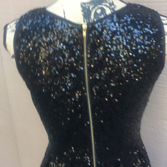 Sz M Sequin Black Sleeveless Midi Dress - Picture 4 of 6